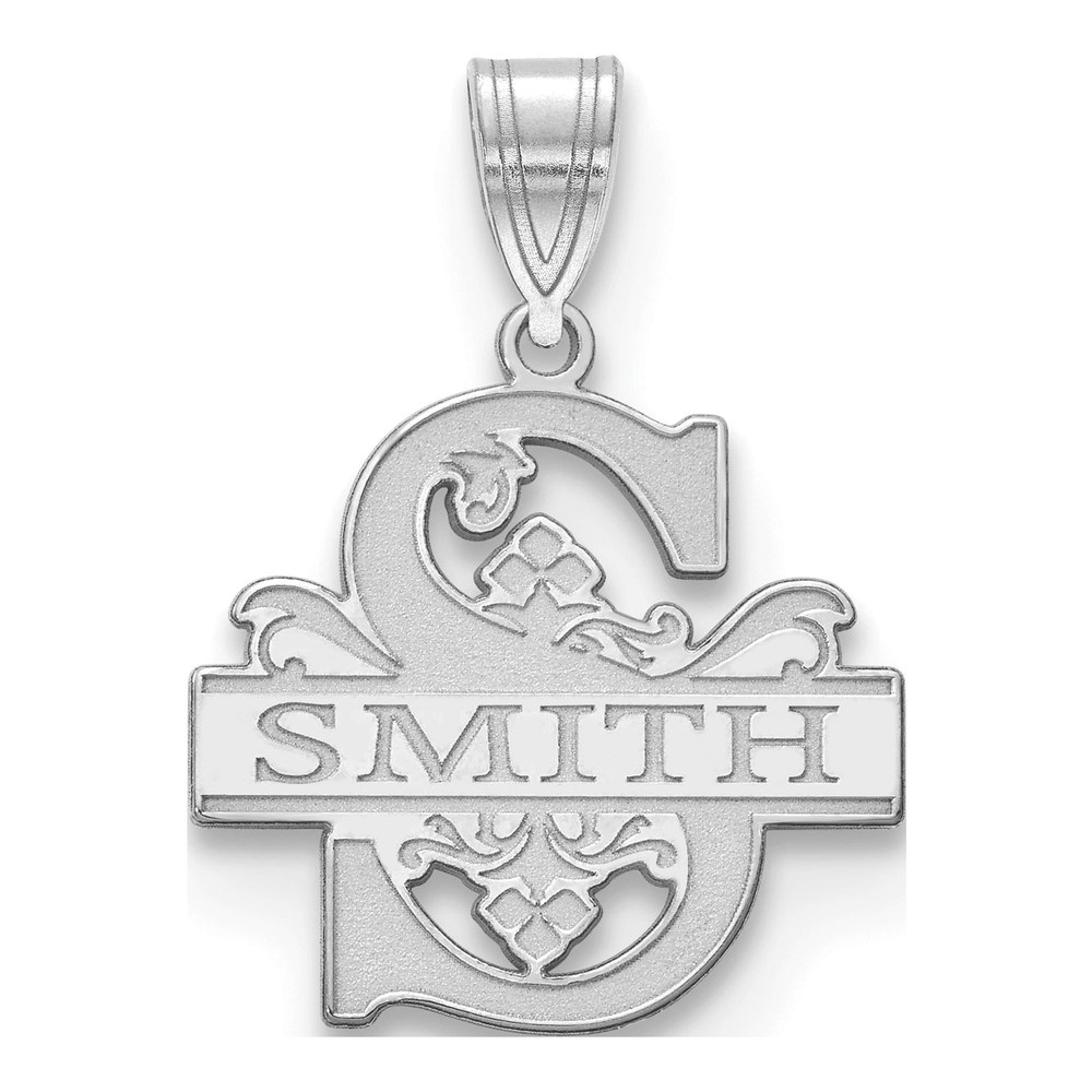10K White Gold Filigree Letter Family Name Pendant