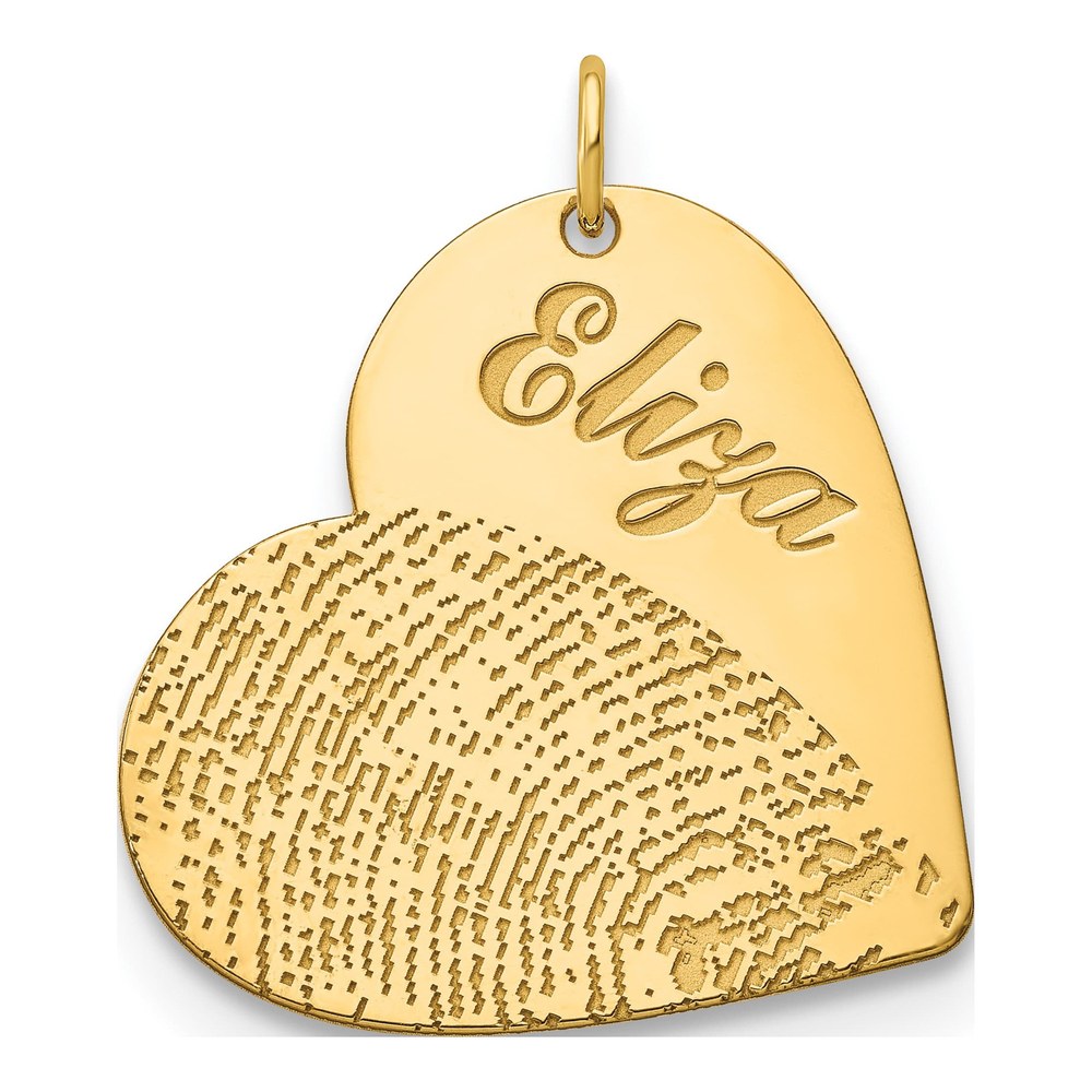 10K Yellow Gold Personalized Name Fingerprint Charm