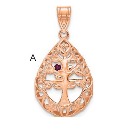 10K Rose Gold Personalized Tree of Life Birthstone Pendant – view 3
