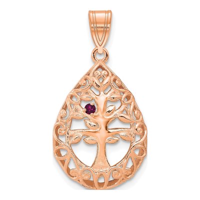 10K Rose Gold Personalized Tree of Life Birthstone Pendant