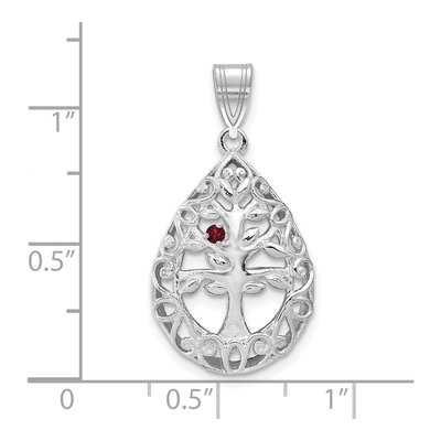 10K White Gold 1-Birthstone Tree of Life Tear Drop Pendant – view 3