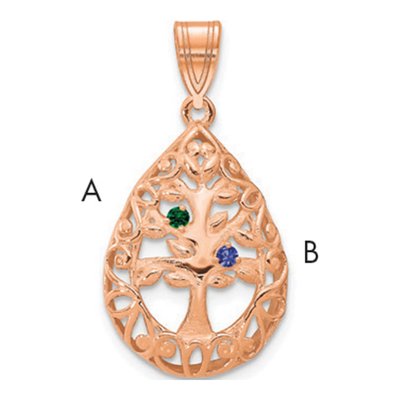 10K Rose Gold Personalized Tree of Life Birthstone Pendant – view 3