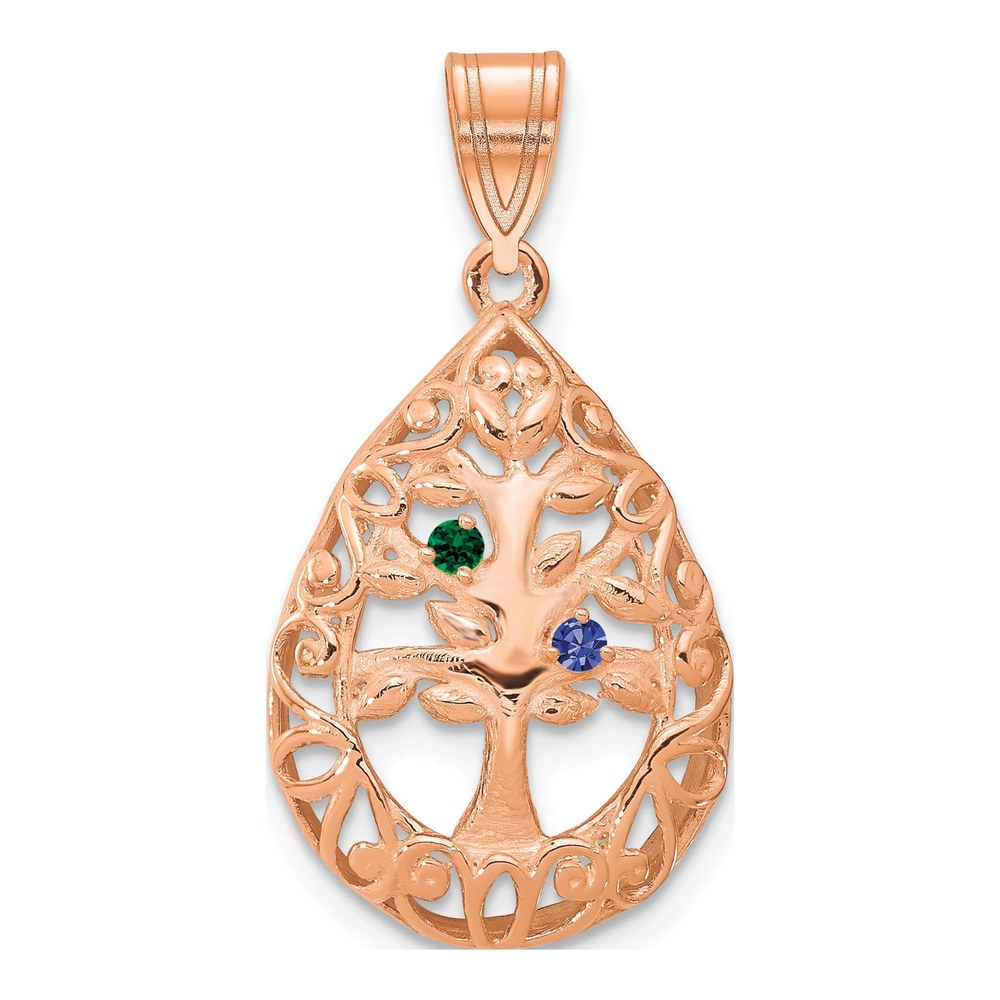 10K Rose Gold Personalized Tree of Life Birthstone Pendant