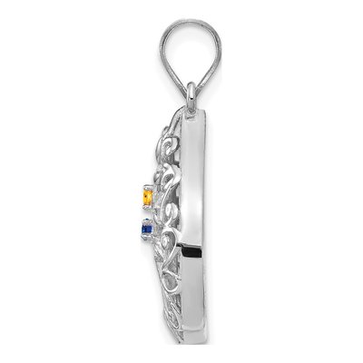 10K White Gold 2-Birthstone Tree of Life Tear Drop Pendant – view 2