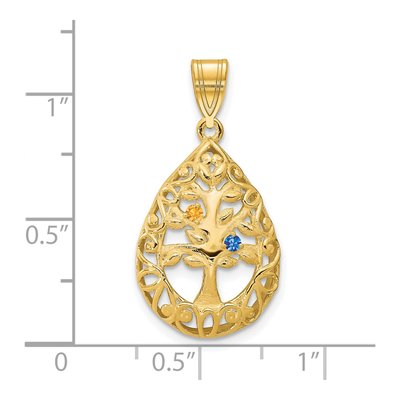 10K Yellow Gold 2-Birthstone Tree of Life Pendant – view 4
