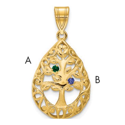 10K Yellow Gold 2-Birthstone Tree of Life Pendant