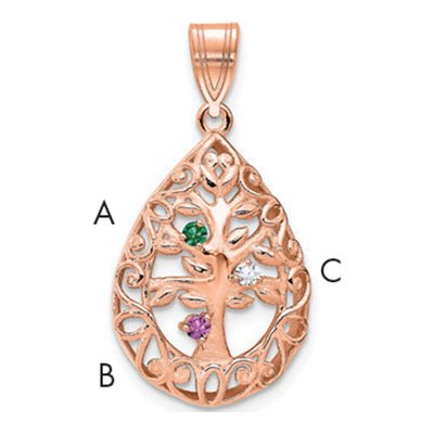 Personalized Tree of Life 3-Stone Pendant – view 3