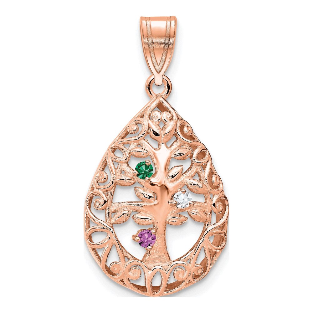 Personalized Tree of Life 3-Stone Pendant