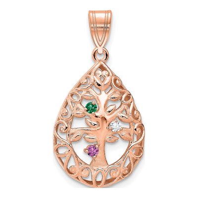 Personalized Tree of Life 3-Stone Pendant