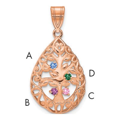 10K Rose Gold Personalized Tree of Life Birthstone Pendant – view 3