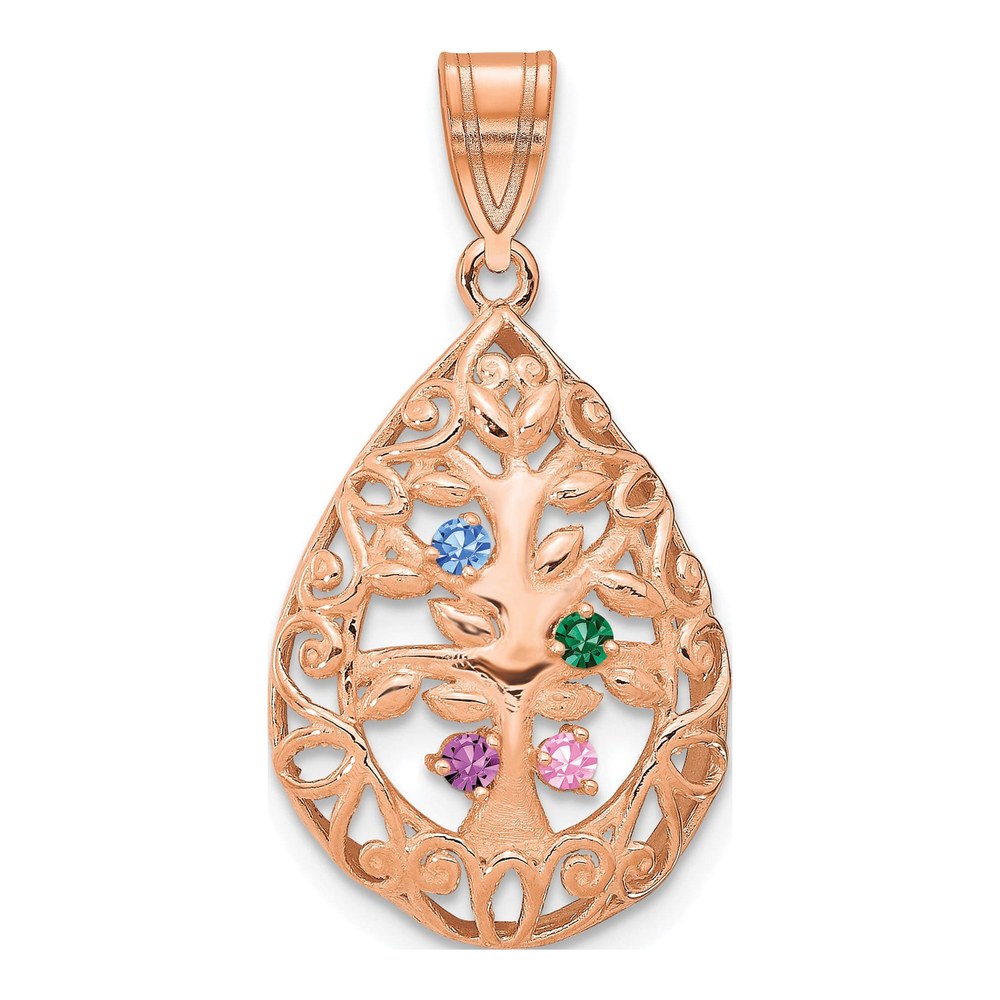 10K Rose Gold Personalized Tree of Life Birthstone Pendant