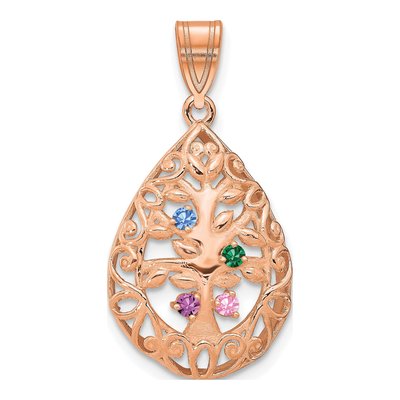 10K Rose Gold Personalized Tree of Life Birthstone Pendant