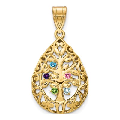 10K Yellow Gold 5-Stone Tree of Life Pendant – view 2