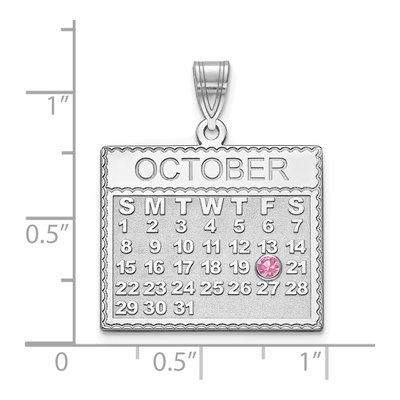 10K White Gold Crystal Calendar Birthstone Pendant – view 2