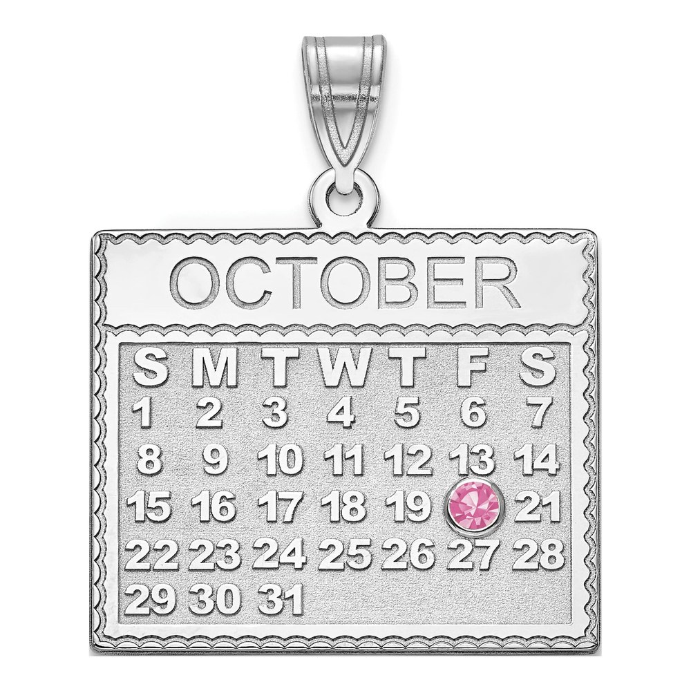 10K White Gold Crystal Calendar Birthstone Pendant