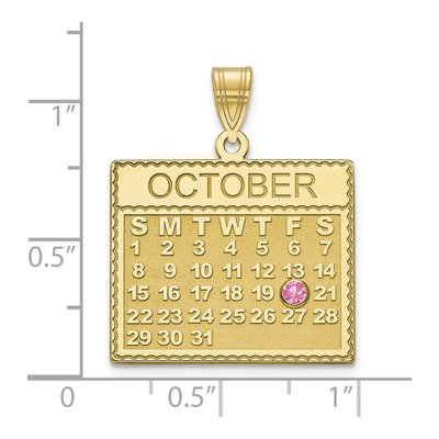 10K Yellow Gold Crystal Calendar Birthstone Pendant – view 2