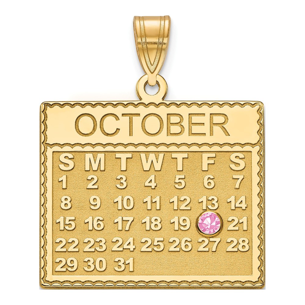 10K Yellow Gold Crystal Calendar Birthstone Pendant