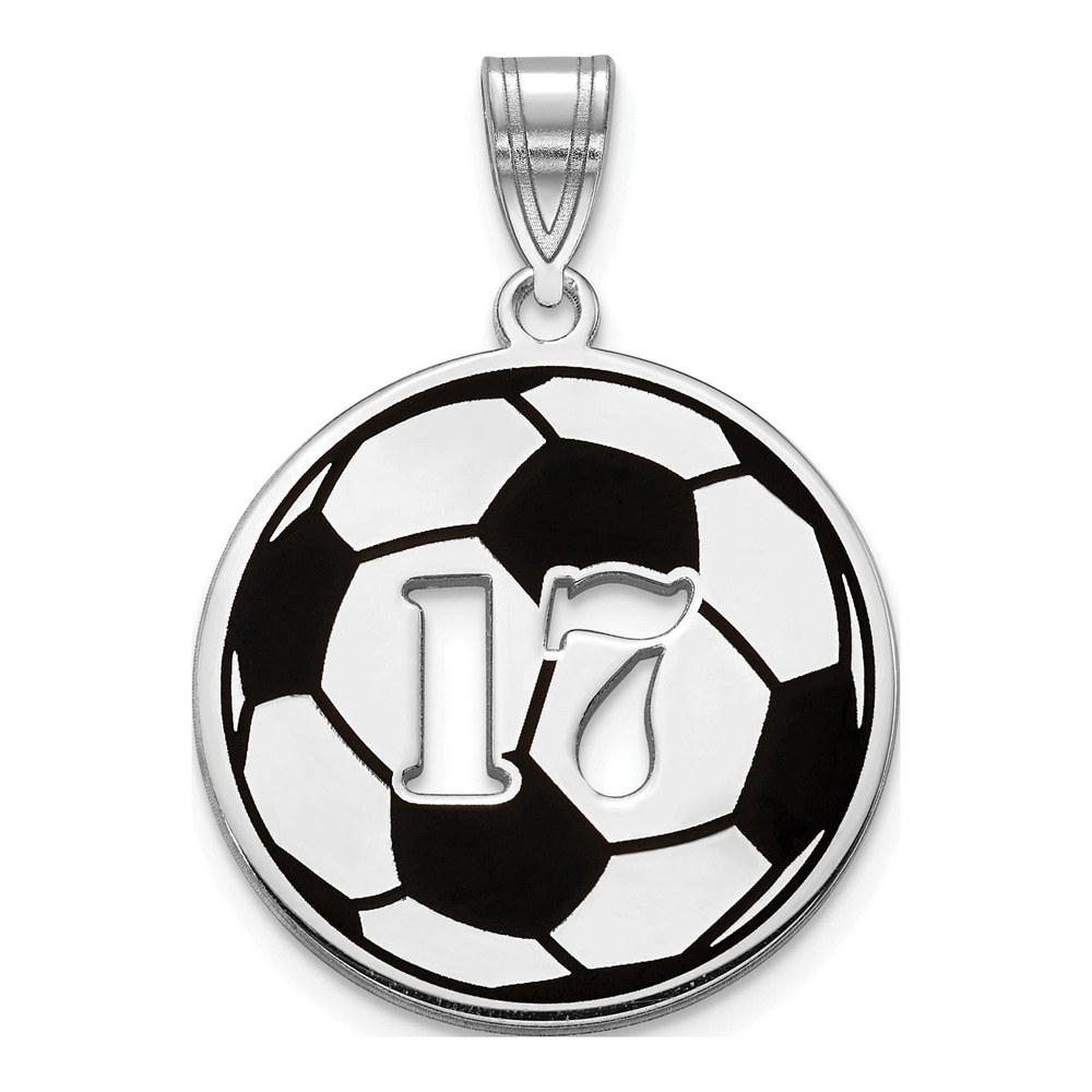 10K White Gold Enameled Personalized Soccer Ball Pendant