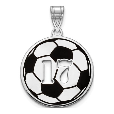 10K White Gold Enameled Personalized Soccer Ball Pendant