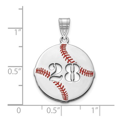 10K White Gold Enameled Personalized Baseball Pendant – view 2