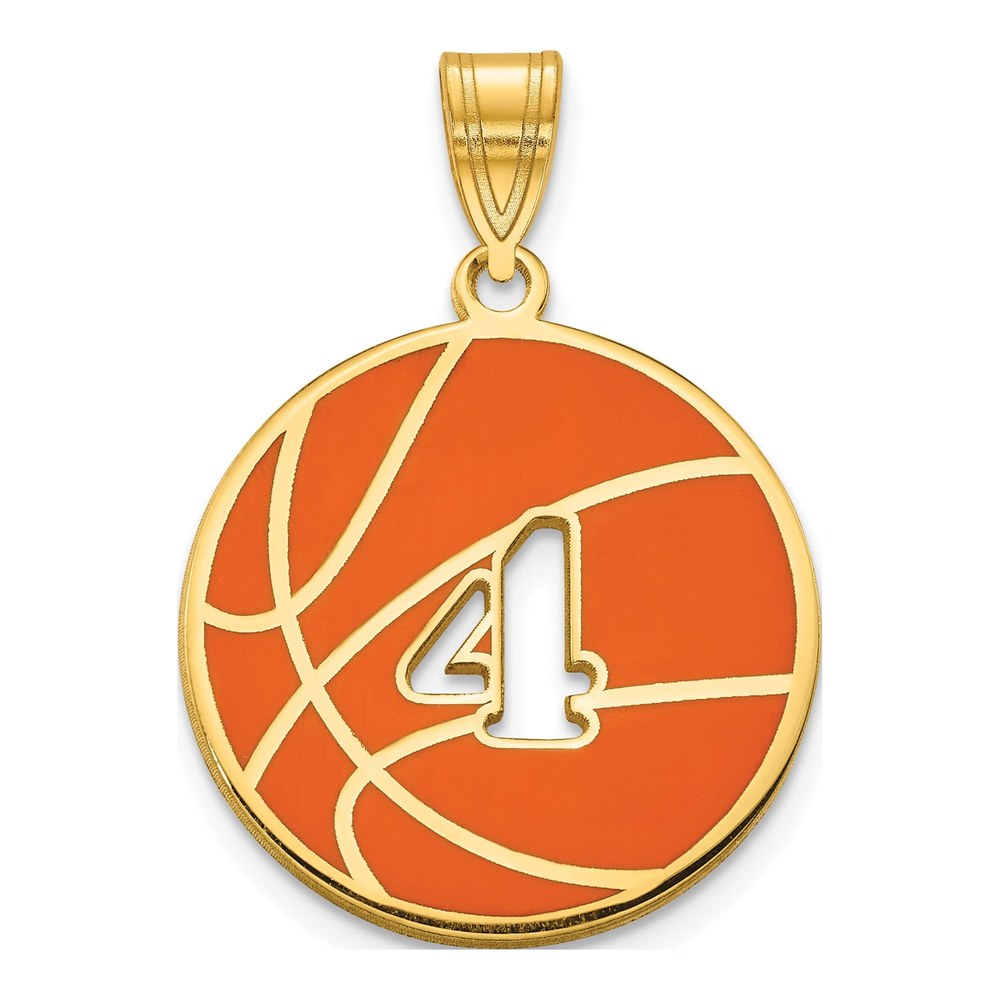 10K Yellow Gold Personalized Basketball Number Pendant