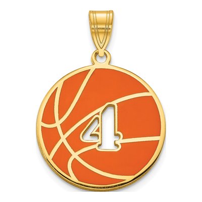 10K Yellow Gold Personalized Basketball Number Pendant