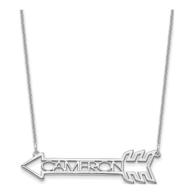 10K White Gold Personalized Arrow Necklace