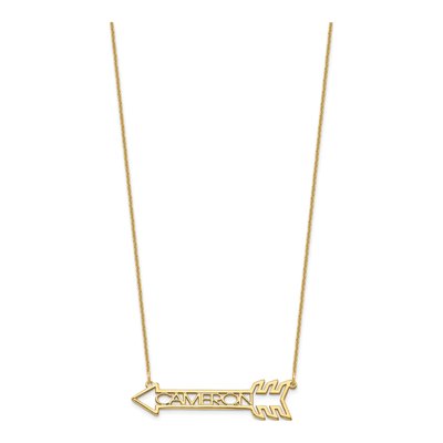10K Yellow Gold Personalized Arrow Name Necklace – view 2