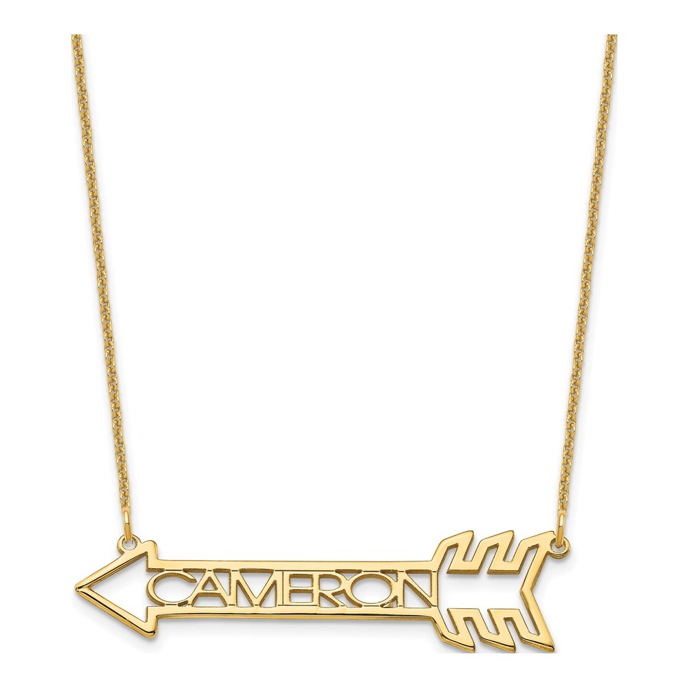 10K Yellow Gold Personalized Arrow Name Necklace