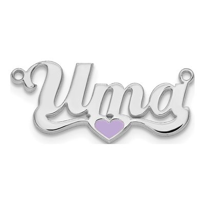 10K White Gold Enameled Heart Name Plate Pendant – view 2