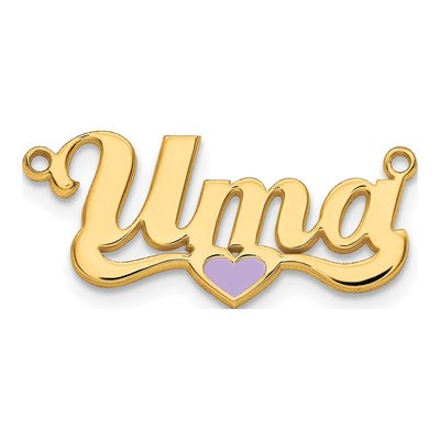 10K Yellow Gold Personalized Heart Name Plate Pendant – view 2