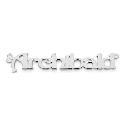 10K White Gold Bouquet Font Name Plate Pendant – view 3
