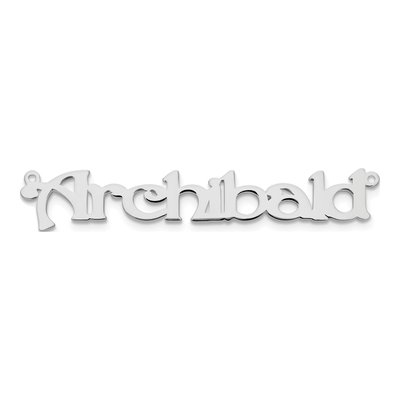 10K White Gold Bouquet Font Name Plate Pendant – view 4