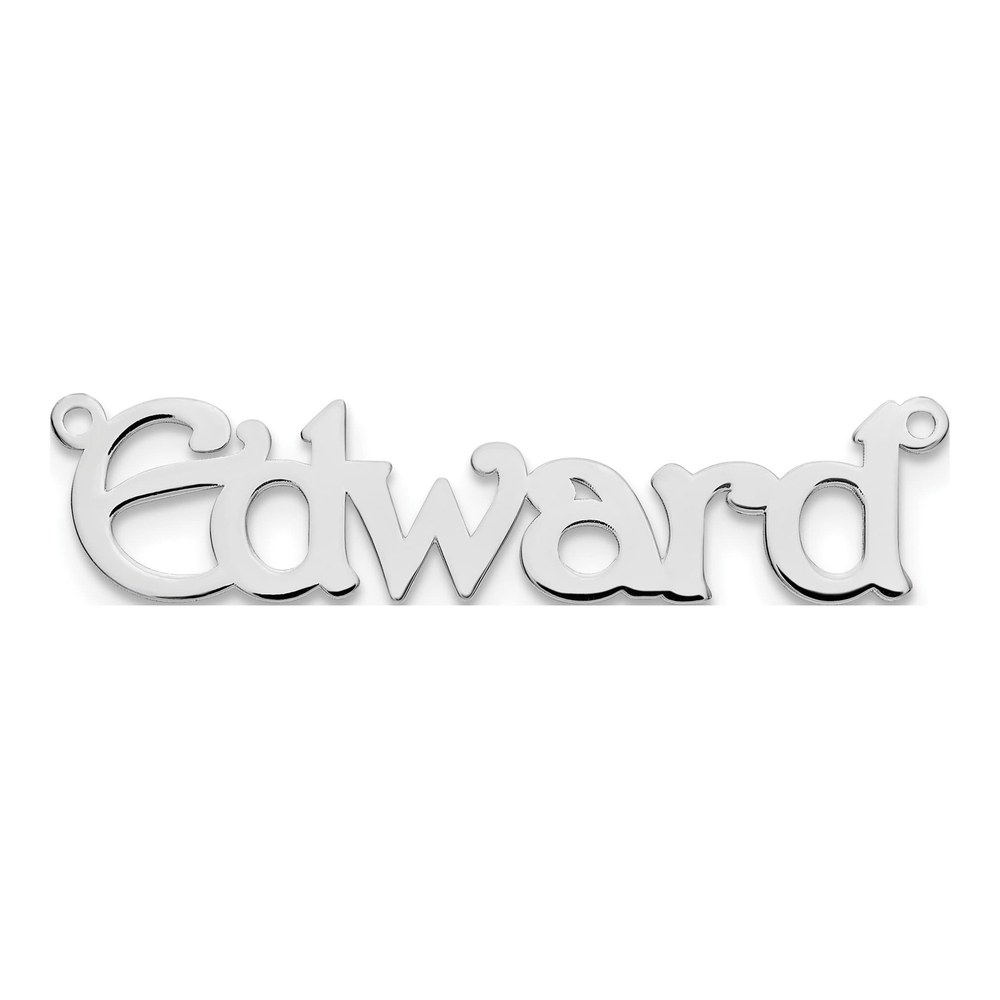 10K White Gold Bouquet Font Name Plate Pendant