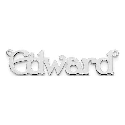 10K White Gold Bouquet Font Name Plate Pendant