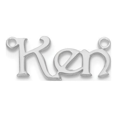 10K White Gold Bouquet Font Name Plate Pendant – view 2