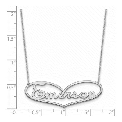 10K White Gold Large Heart Name Plate Necklace – view 3