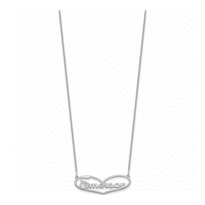 10K White Gold Small Heart Name Plate Necklace – view 2