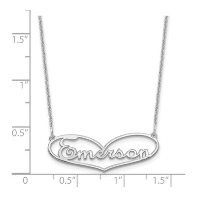 10K White Gold Small Heart Name Plate Necklace – view 3