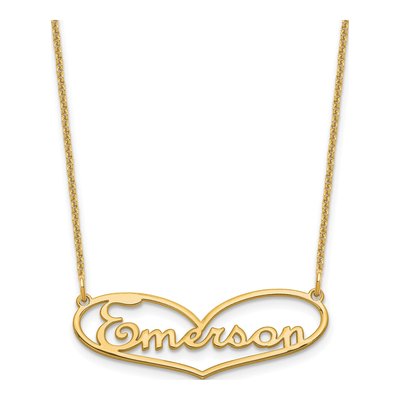 10K Yellow Gold Personalized Heart Name Necklace