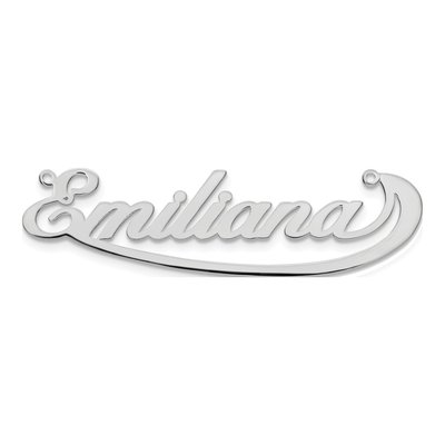 10K White Gold Under Swoop Judith Font Name Plate Pendant – view 4