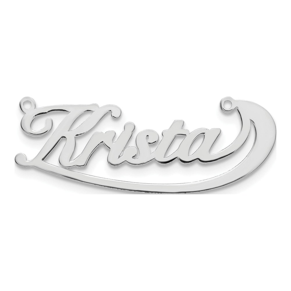 10K White Gold Under Swoop Judith Font Name Plate Pendant