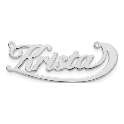 10K White Gold Under Swoop Judith Font Name Plate Pendant