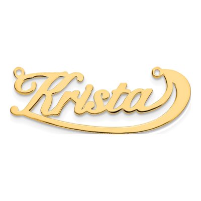 10K Yellow Gold Personalized Swoop Name Plate Pendant