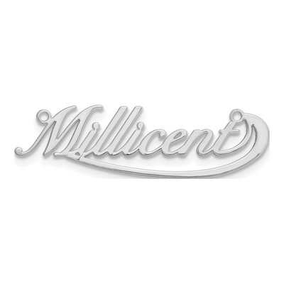 10K White Gold Under Swoop Judith Font Name Plate Pendant – view 3