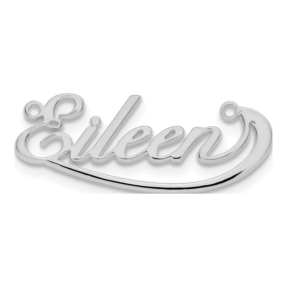 10K White Gold Under Swoop Judith Font Name Plate Pendant