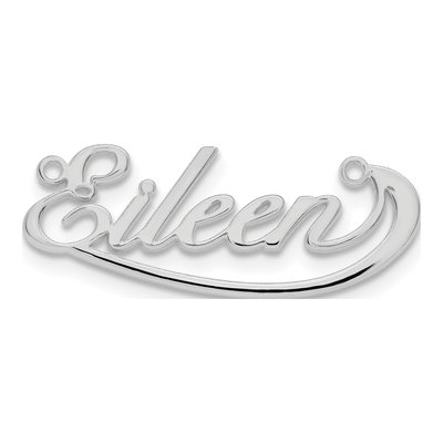 10K White Gold Under Swoop Judith Font Name Plate Pendant