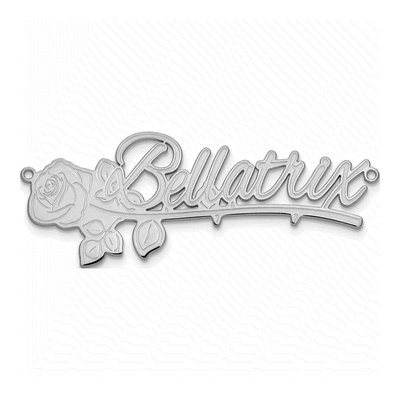 10K White Gold Name Plate Pendant – view 3