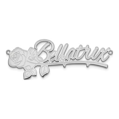 10K White Gold Name Plate Pendant – view 4