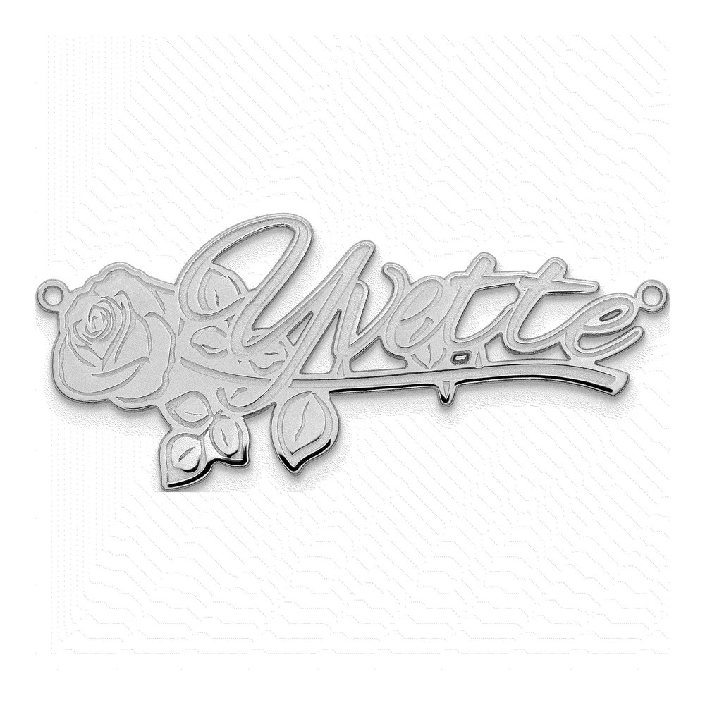 10K White Gold Polished Rose Name Plate